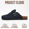 imageProject Cloud Mens Clogs  100 Full Grain Genuine Leather Memory Foam Clogs for Men Arch Support Cork Footbed  Non Slip Platform Mules BrooklynNavy Suede
