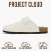 imageProject Cloud Mens Clogs  100 Full Grain Genuine Leather Memory Foam Clogs for Men Arch Support Cork Footbed  Non Slip Platform Mules BrooklynWhite Suede