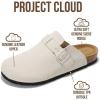 imageProject Cloud Mens Clogs  100 Full Grain Genuine Leather Memory Foam Clogs for Men Arch Support Cork Footbed  Non Slip Platform Mules BrooklynWhite Suede