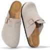imageProject Cloud Mens Clogs  100 Full Grain Genuine Leather Memory Foam Clogs for Men Arch Support Cork Footbed  Non Slip Platform Mules BrooklynGrey Suede