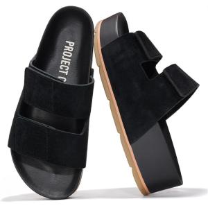 imageProject Cloud Genuine Leather Platform Sandals Women Footwear  Beach Summer Wedges with Comfortable Memory Foam Insole  Non Slip ampamp Lightweight Wedge Sandals for WomenBlack