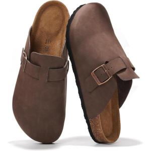 imageProject Cloud Mens Clogs  100 Full Grain Genuine Leather Memory Foam Clogs for Men Arch Support Cork Footbed  Non Slip Platform Mules BrooklynBrown