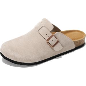 imageProject Cloud Mens Clogs  100 Full Grain Genuine Leather Memory Foam Clogs for Men Arch Support Cork Footbed  Non Slip Platform Mules BrooklynGrey