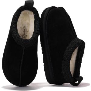 imageProject Cloud 100 Genuine Leather ampamp Australian Shearling Slippers for Kids  Memory Foam Fuzzy ampamp NonSlip Fluffy Slippers Girls Footwear ampamp Boys Footwear Kids Unisex Shoe Dream WarmBlack