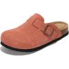 imageProject Cloud Genuine Leather Footbed Clogs for Women  Memory Foam Arch Support Slippers for Women  Trendy Slipons Womens Mules amp Clogs Sandals BentonCoral Suede