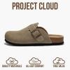 imageProject Cloud Genuine Leather Footbed Clogs for Women  Memory Foam Arch Support Slippers for Women  Trendy Slipons Womens Mules amp Clogs Sandals BentonTaupe Suede