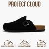 imageProject Cloud Genuine Leather Footbed Clogs for Women  Memory Foam Arch Support Slippers for Women  Trendy Slipons Womens Mules amp Clogs Sandals BentonBlack Suede