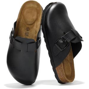 imageProject Cloud Genuine Leather Footbed Clogs for Women  Memory Foam Arch Support Slippers for Women  Trendy Slipons Womens Mules amp Clogs Sandals BentonBlack