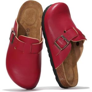 imageProject Cloud Genuine Leather Footbed Clogs for Women  Memory Foam Arch Support Slippers for Women  Trendy Slipons Womens Mules amp Clogs Sandals BentonRed