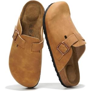 imageProject Cloud Genuine Leather Footbed Clogs for Women  Memory Foam Arch Support Slippers for Women  Trendy Slipons Womens Mules amp Clogs Sandals BentonChestnut