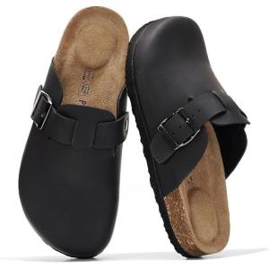 imageProject Cloud Genuine Leather Footbed Clogs for Women  Memory Foam Arch Support Slippers for Women  Trendy Slipons Womens Mules amp Clogs Sandals BentonBlack Distressed