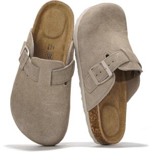 imageProject Cloud Genuine Leather Footbed Clogs for Women  Memory Foam Arch Support Slippers for Women  Trendy Slipons Womens Mules amp Clogs Sandals BentonDark Grey Suede