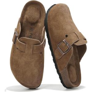 imageProject Cloud Genuine Leather Footbed Clogs for Women  Memory Foam Arch Support Slippers for Women  Trendy Slipons Womens Mules amp Clogs Sandals BentonTan Suede