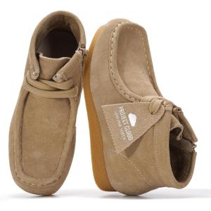 imageProject Cloud Kids Boots 100 Genuine Leather Chukka NonSlip Fall Shoes Girls Boots for Kids with Memory Foam Insole amp Gum Rubber Sole Boys amp Girls Shoes Kids WallybootWheat Suede