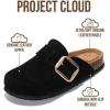 imageProject Cloud 100 Genuine Leather Clogs for Women Shoes  Memory Foam Insole NonSlip amp Natural Cork Footbed Arch Support Big Buckle Womens Clogs and Mules Footwear ManchesterBlack