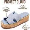 imageProject Cloud 100 Genuine Leather Wedge Platform Sandals Women Footwear  Memory Foam Insole and NonSlip Platform Slides for Women  Lightweight Womens Sandals MILABlue Jean Suede