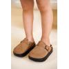 imageProject Cloud Chunky Kids Clogs  100 Genuine Leather Clogs for Kids with Cork Footbed amp Arch Support  NonSlip Mules amp Sandals for Girls Footwear Little BentonChunkyTan Suede