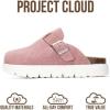 imageProject Cloud Chunky Kids Clogs  100 Genuine Leather Clogs for Kids with Cork Footbed amp Arch Support  NonSlip Mules amp Sandals for Girls Footwear Little BentonChunkyPink Suede