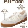 imageProject Cloud Genuine Leather Casual Sneakers for Women  Memory Foam Insoles LaceUp Womens Shoes amp Lightweight Womens Fashion Sneakers  NonSlip Shoes for Women Footwear VerdyWhite