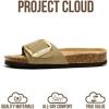 imageProject Cloud Genuine Leather Sandals Women Dressy Summer Beach Essentials  Flip Flops amp Slides with Memory Foam Insole Womens Sandals Comfortable FootwearBeigebigger Buckle