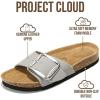 imageProject Cloud Genuine Leather Sandals Women Dressy Summer Beach Essentials  Flip Flops amp Slides with Memory Foam Insole Womens Sandals Comfortable FootwearGreybigger Buckle