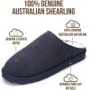 imageProject Cloud Mens Slippers 100 Genuine Leather and Genuine Shearling Lining  House Slippers for Men with Memory Foam Insole  Lightweight amp Non Slip Mens House ShoesNavy Suede