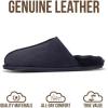 imageProject Cloud Mens Slippers 100 Genuine Leather and Genuine Shearling Lining  House Slippers for Men with Memory Foam Insole  Lightweight amp Non Slip Mens House ShoesNavy Suede Scuff