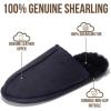 imageProject Cloud Mens Slippers 100 Genuine Leather and Genuine Shearling Lining  House Slippers for Men with Memory Foam Insole  Lightweight amp Non Slip Mens House ShoesNavy Suede Scuff