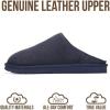 imageProject Cloud Mens Slippers 100 Genuine Leather and Genuine Shearling Lining  House Slippers for Men with Memory Foam Insole  Lightweight amp Non Slip Mens House ShoesNavy Suede