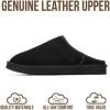 imageProject Cloud Mens Slippers 100 Genuine Leather and Genuine Shearling Lining  House Slippers for Men with Memory Foam Insole  Lightweight amp Non Slip Mens House ShoesBlack Suede