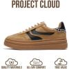 imageProject Cloud Platform Sneakers for Women Footwear  Memory Foam Insole Womens Shoes Lightweight and NonSlip Sole Lace Up Fashion Sneakers for Women 2026 VolleyTan