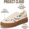 imageProject Cloud Platform Sneakers for Women Footwear  Memory Foam Insole Womens Shoes Lightweight and NonSlip Sole Lace Up Fashion Sneakers for Women 2026 VolleyCream