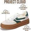 imageProject Cloud Platform Sneakers for Women Footwear  Memory Foam Insole Womens Shoes Lightweight and NonSlip Sole Lace Up Fashion Sneakers for Women 2026 VolleyWhitegreen Stripe