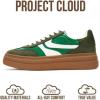 imageProject Cloud Platform Sneakers for Women Footwear  Memory Foam Insole Womens Shoes Lightweight and NonSlip Sole Lace Up Fashion Sneakers for Women 2026 VolleyGreen