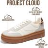 imageProject Cloud Platform Sneakers for Women Footwear  Memory Foam Insole Womens Shoes Lightweight and NonSlip Sole Lace Up Fashion Sneakers for Women 2026 VolleyWhite