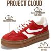 imageProject Cloud Platform Sneakers for Women Footwear  Memory Foam Insole Womens Shoes Lightweight and NonSlip Sole Lace Up Fashion Sneakers for Women 2026 VolleyRed
