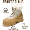 imageProject Cloud Snow Boots for Women Waterproof Genuine Leather 25 Platform Wedge Boots  Memory Foam Fur Boots Winters Boots for Women NonSlip Rain Boots Womens Snow Boots LydiaCamel