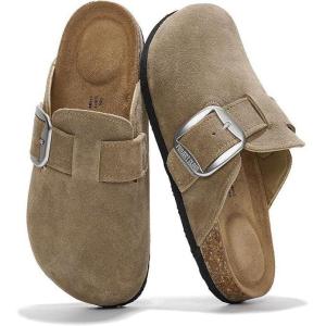 imageProject Cloud 100 Genuine Leather Clogs for Women Shoes  Memory Foam Insole NonSlip amp Natural Cork Footbed Arch Support Big Buckle Womens Clogs and Mules Footwear ManchesterStorm Suede