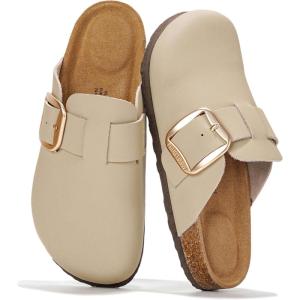 imageProject Cloud 100 Genuine Leather Clogs for Women Shoes  Memory Foam Insole NonSlip amp Natural Cork Footbed Arch Support Big Buckle Womens Clogs and Mules Footwear ManchesterNude