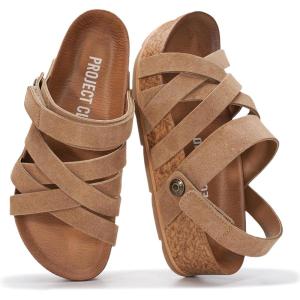 imageProject Cloud 100 Genuine Leather Platform Sandals Women  Strappy Wedges with Comfortable Plush Insole  Lightweight amp Non Slip Wedge Sandals for Women 2026Sand Suede