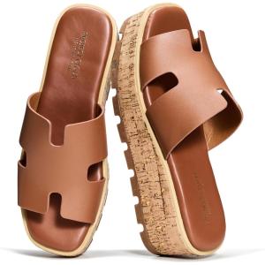 imageProject Cloud 100 Genuine Leather Wedge Platform Sandals Women Footwear  Memory Foam Insole and NonSlip Platform Slides for Women  Lightweight Womens Sandals MILACognac Leather