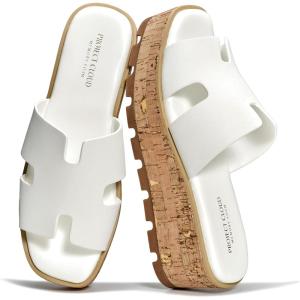 imageProject Cloud 100 Genuine Leather Wedge Platform Sandals Women Footwear  Memory Foam Insole and NonSlip Platform Slides for Women  Lightweight Womens Sandals MILAWhite Leather