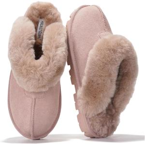imageProject Cloud 100 Genuine Leather amp Australian Shearling Slippers for Women  Cozy Memory Foam Womens Slippers HedyDusty Pink Suede