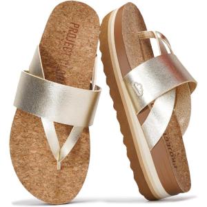 imageProject Cloud Fashion Womens Sandals  Memory Foam Insole and Comfortable Platform Sandals for Women  Lightweight and Nonslip Perfect Beach SlidesGold Thong