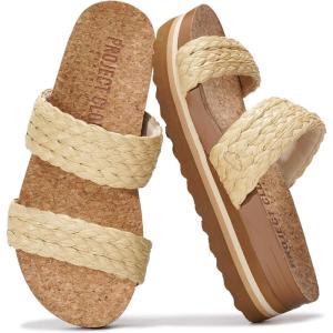 imageProject Cloud Fashion Womens Sandals  Memory Foam Insole and Comfortable Platform Sandals for Women  Lightweight and Nonslip Perfect Beach SlidesRaffia Slide