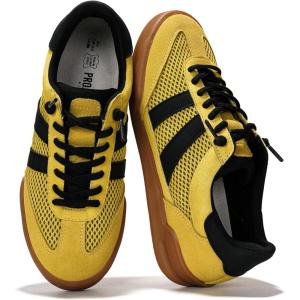 imageProject Cloud Genuine Leather Casual Sneakers for Women  Memory Foam Insoles LaceUp Womens Shoes amp Lightweight Womens Fashion Sneakers  NonSlip Shoes for Women Footwear VerdyYellow Suede