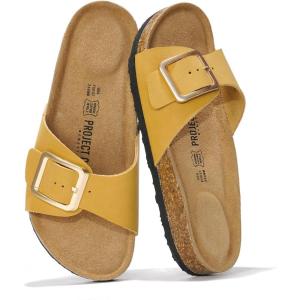 imageProject Cloud Genuine Leather Sandals Women Dressy Summer Beach Essentials  Flip Flops amp Slides with Memory Foam Insole Womens Sandals Comfortable FootwearMustard
