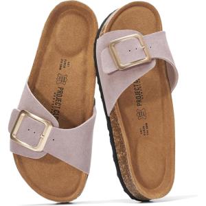 imageProject Cloud Genuine Leather Sandals Women Dressy Summer Beach Essentials  Flip Flops amp Slides with Memory Foam Insole Womens Sandals Comfortable FootwearBlush Suede