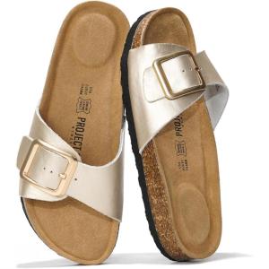 imageProject Cloud Genuine Leather Sandals Women Dressy Summer Beach Essentials  Flip Flops amp Slides with Memory Foam Insole Womens Sandals Comfortable FootwearLight Gold