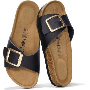 imageProject Cloud Genuine Leather Sandals Women Dressy Summer Beach Essentials  Flip Flops amp Slides with Memory Foam Insole Womens Sandals Comfortable FootwearNavy